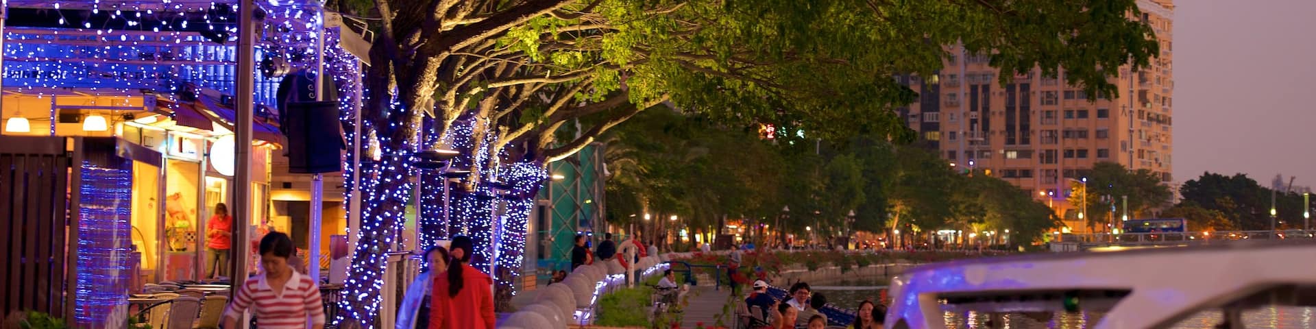 Río Amor ofreciendo escenas nocturnas y una ciudad