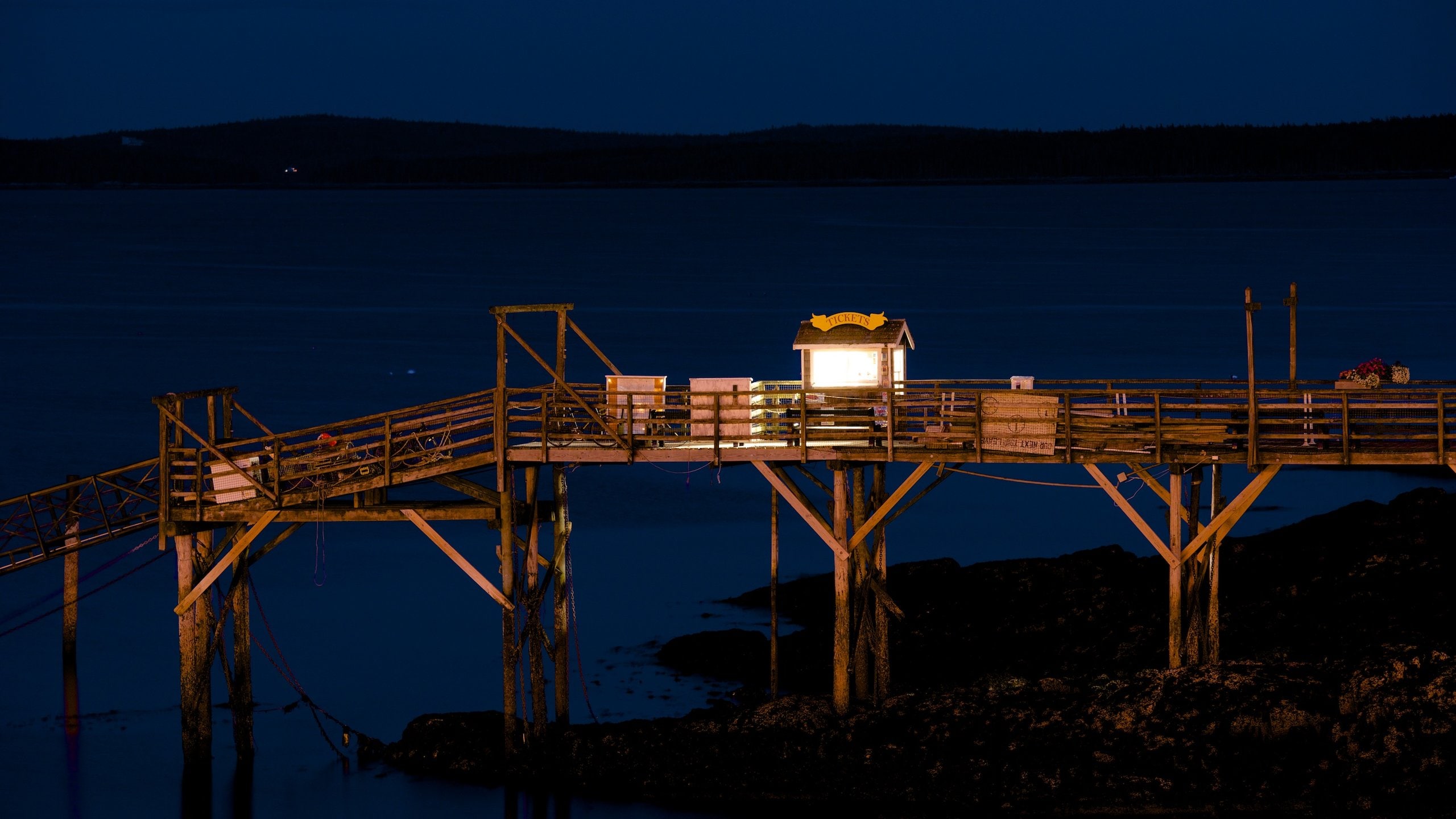 Bar Harbor featuring night scenes and a bay or harbor