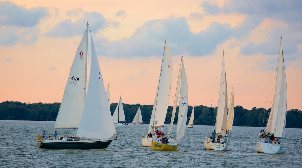 Erie which includes sailing, a lake or waterhole and a sunset