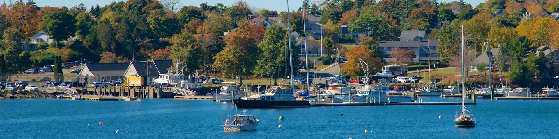 Northeast Harbor showing a bay or harbor