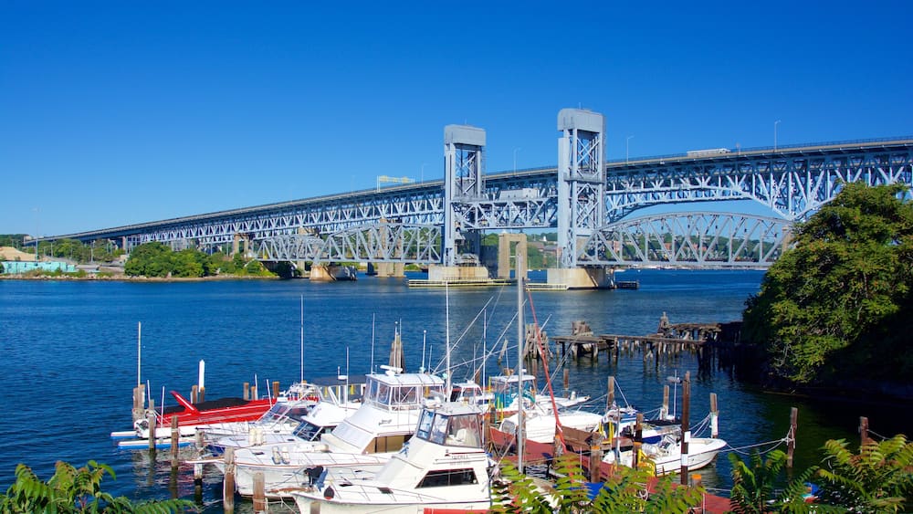 Groton showing a bridge and a river or creek