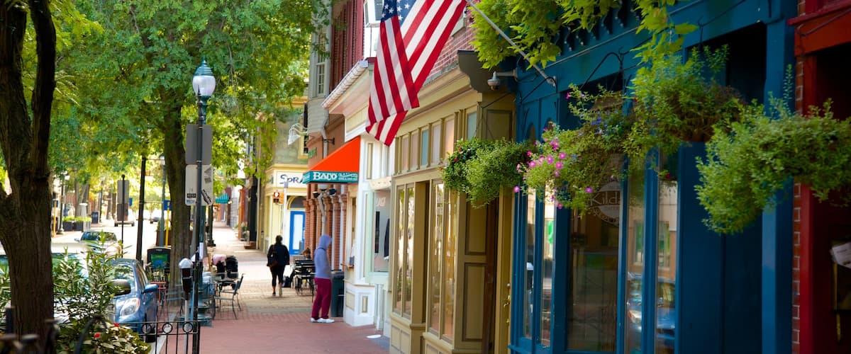 West Chester showing street scenes and a small town or village