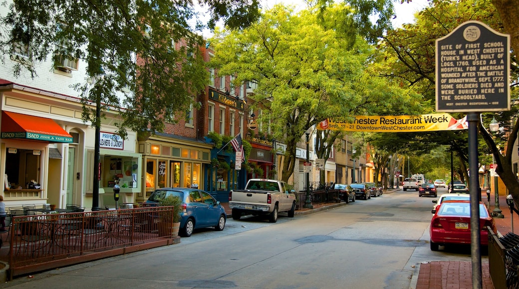 West Chester which includes café lifestyle and a small town or village