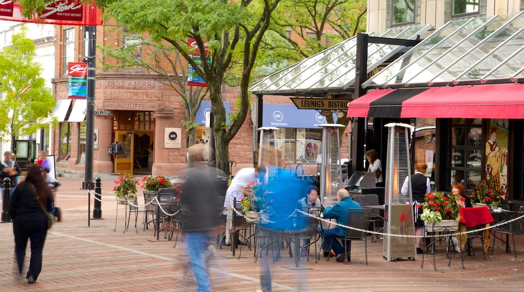 Church Street Marketplace che include mangiare all\'aperto, mercati e strade