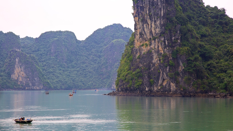 Halong Bay featuring a bay or harbor and mountains