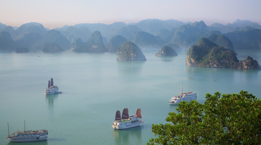 Bahía de Ha Long ofreciendo vistas de paisajes, crucero y vistas generales de la costa