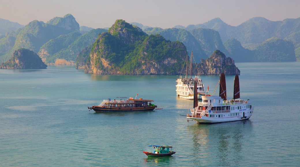 Halong Bay which includes a bay or harbour and boating