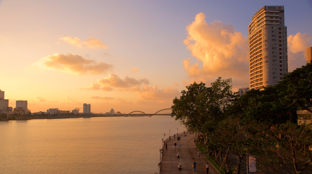 Han River featuring general coastal views, a sunset and a city