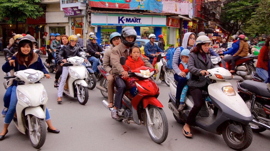 Hang Gai Street showing street scenes as well as a large group of people