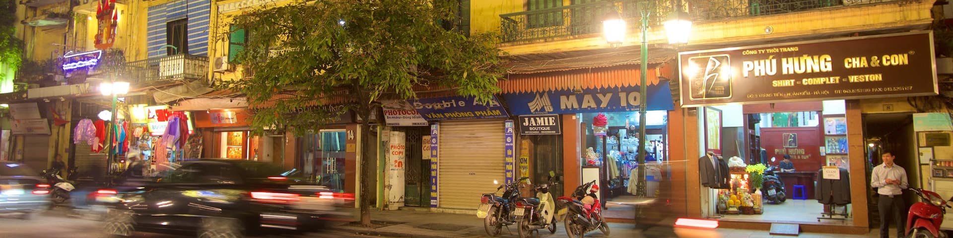 Hanoi showing street scenes, night scenes and signage