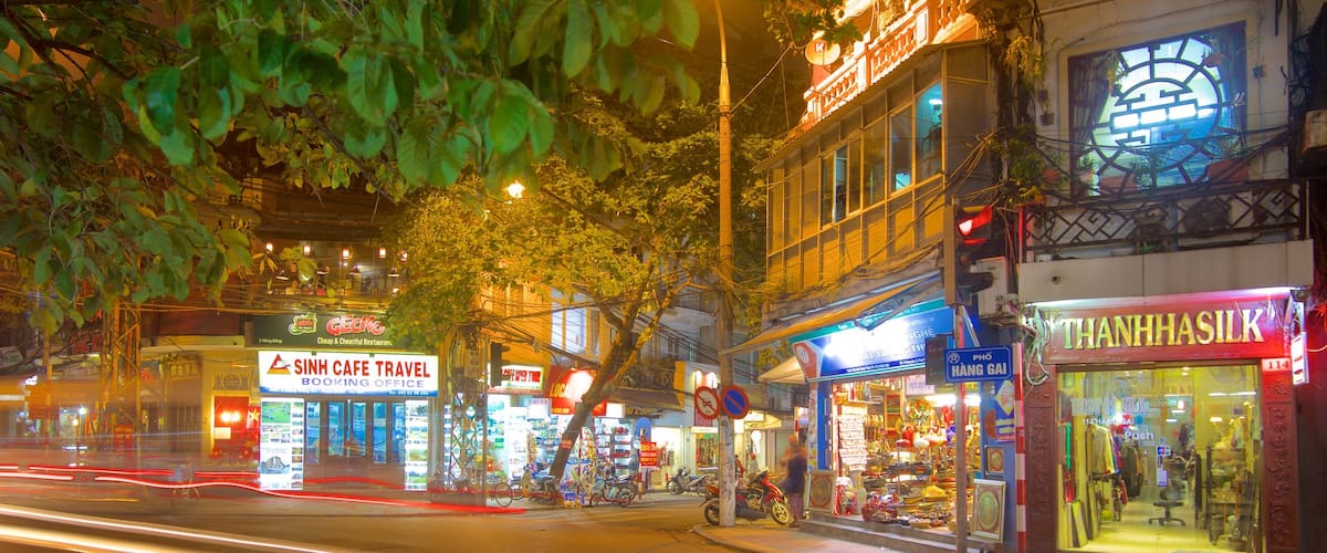 Hà Nội cho thấy biển hiệu, cảnh đường phố và cảnh đêm