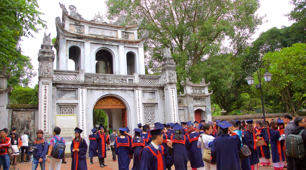 Temple of Literature showing a square or plaza as well as a large group of people