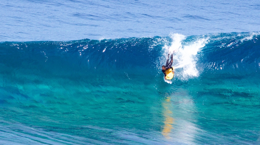 Gran Canaria welches beinhaltet allgemeine Küstenansicht, Surfen und Wellen