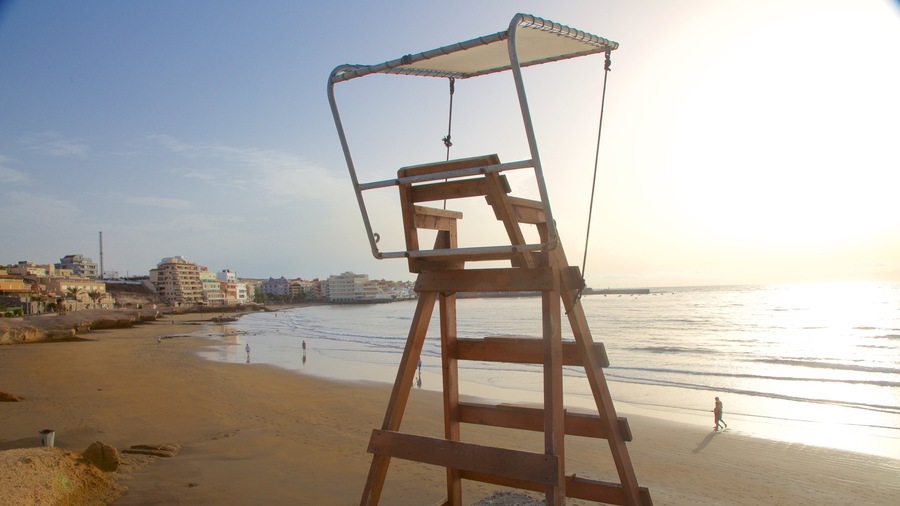 El Medano Beach featuring a beach, general coastal views and a coastal town