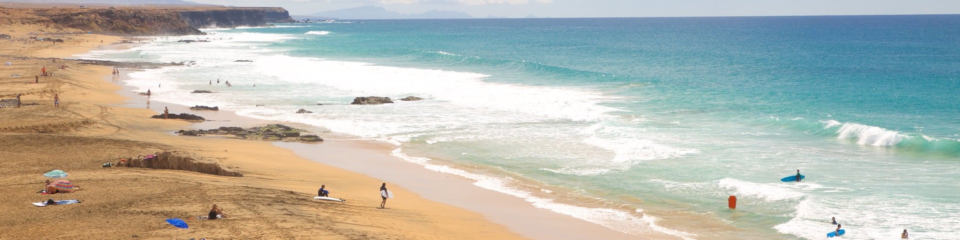 Cotillo Beach which includes general coastal views, rugged coastline and waves