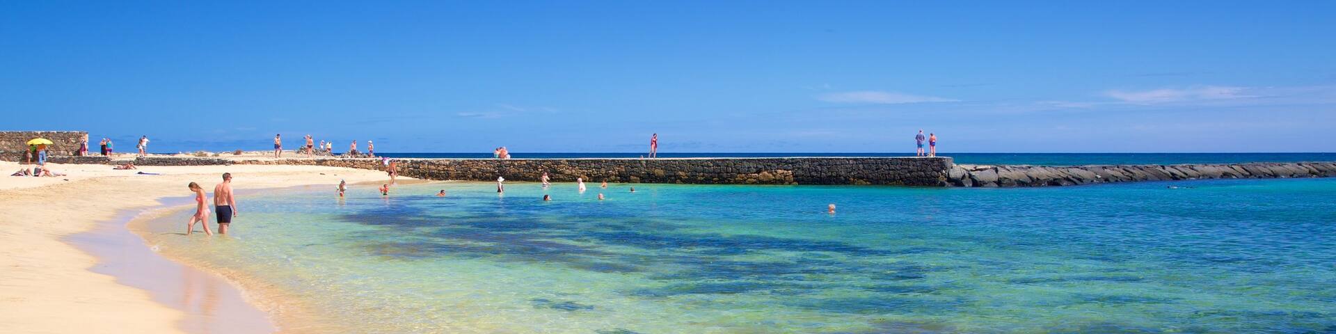 Las Cucharas Beach showing general coastal views and a beach