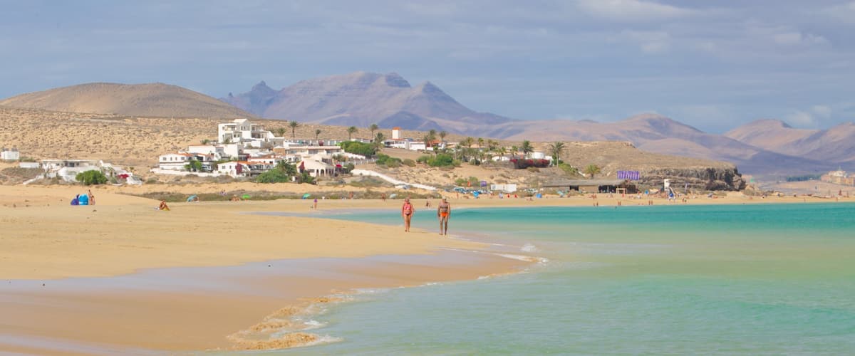 Playa de Sotavento de Jandía ofreciendo una localidad costera, una playa de arena y situaciones tranquilas