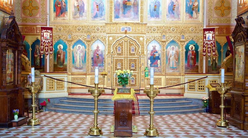 Alexander Nevsky Cathedral showing religious aspects, a church or cathedral and interior views