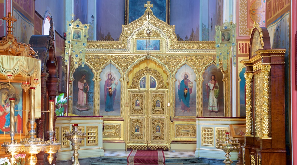 Kathedraal Alexander Nevsky inclusief religieuze aspecten, interieur en een kerk of kathedraal