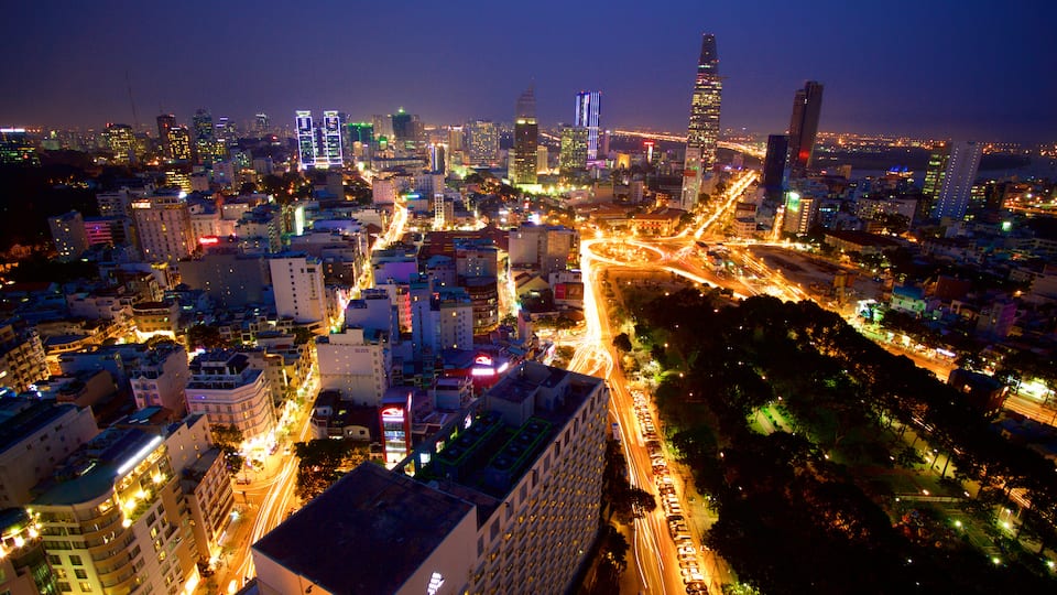 Ho Chi Minh City featuring a city, skyline and night scenes