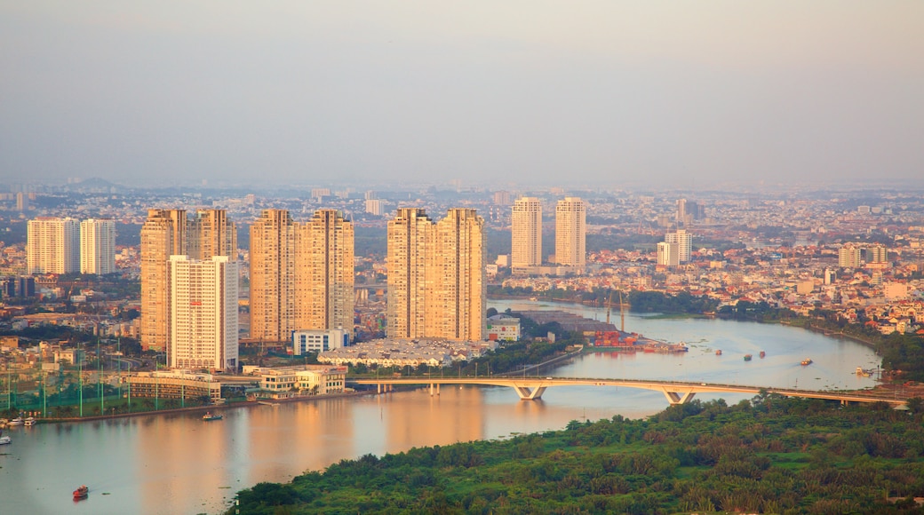 Saigon River which includes a lake or waterhole, a city and skyline