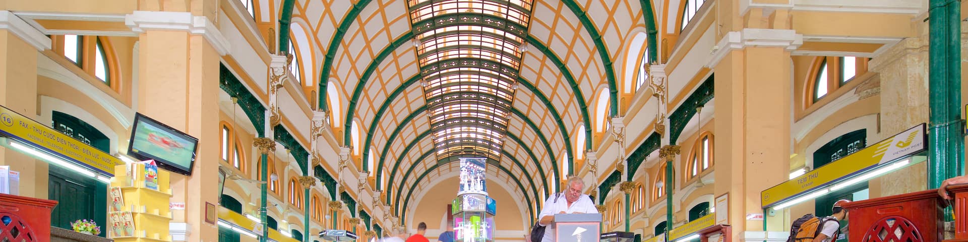 Saigon Central Post Office featuring interior views and heritage architecture