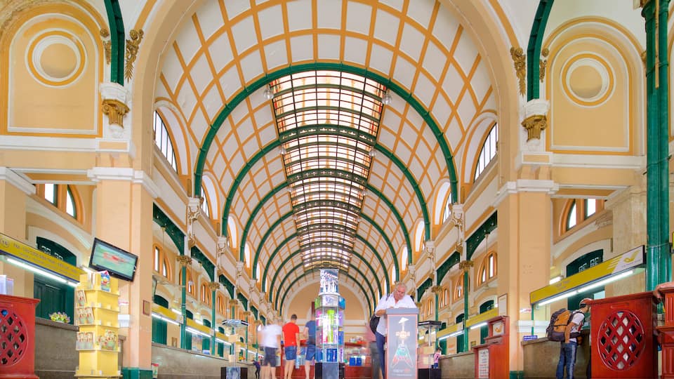 Saigon Central Post Office featuring interior views and heritage architecture