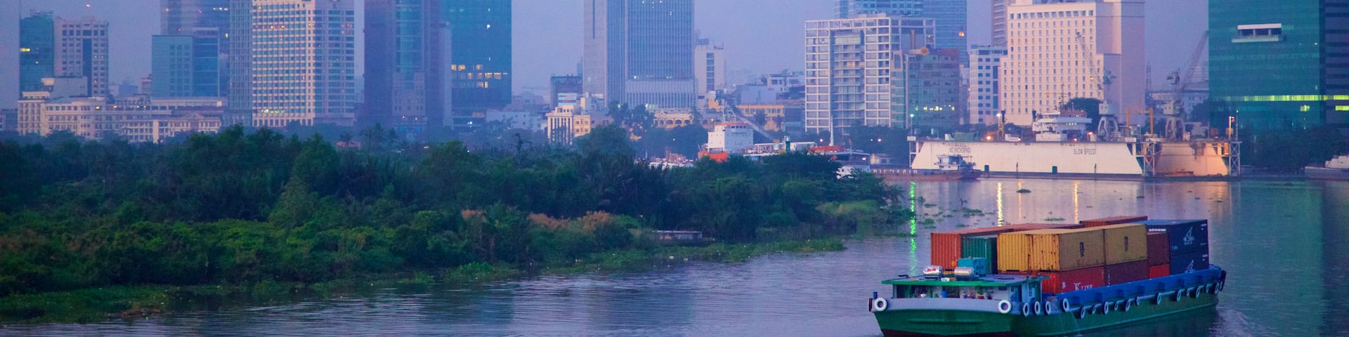 Saigon River featuring a city, boating and a river or creek