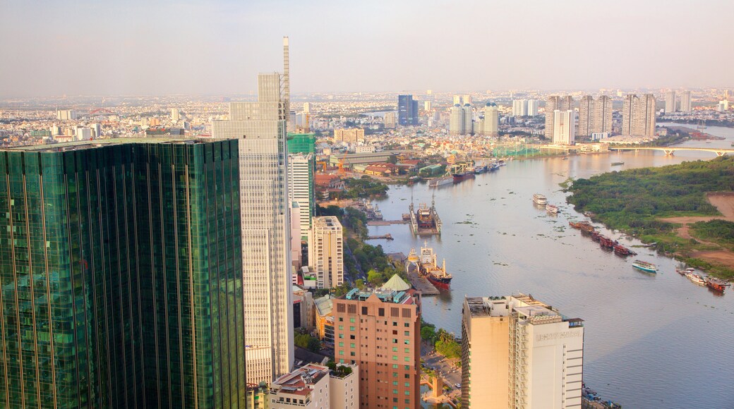 Saigon River featuring a river or creek, a city and boating