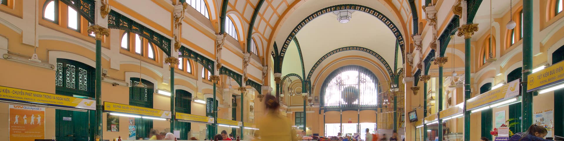 Saigon Central Post Office featuring heritage architecture and interior views