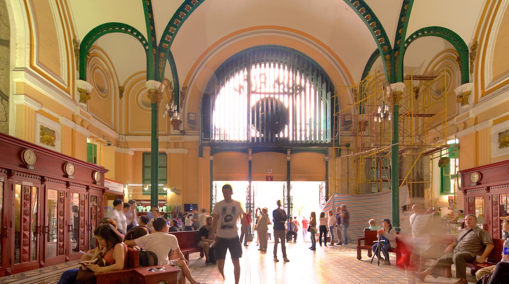 Saigon Central Post Office featuring interior views and heritage architecture