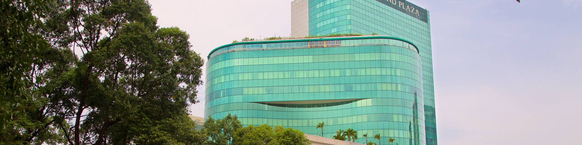 Diamond Plaza which includes modern architecture, heritage architecture and a square or plaza