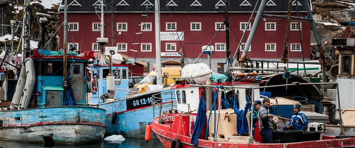 Ilulissat showing boating and a bay or harbour