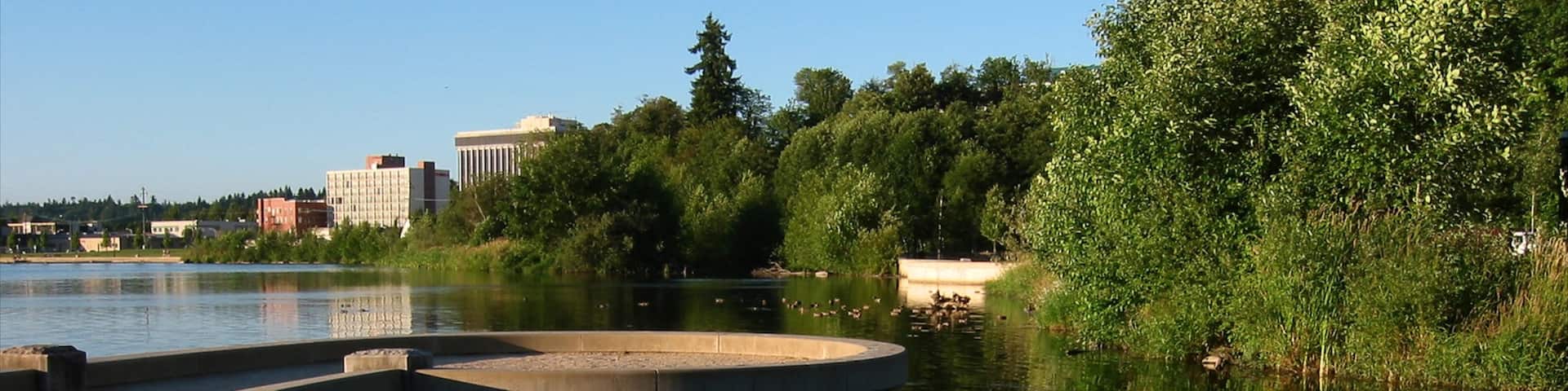 Olympia welches beinhaltet Garten und Teich