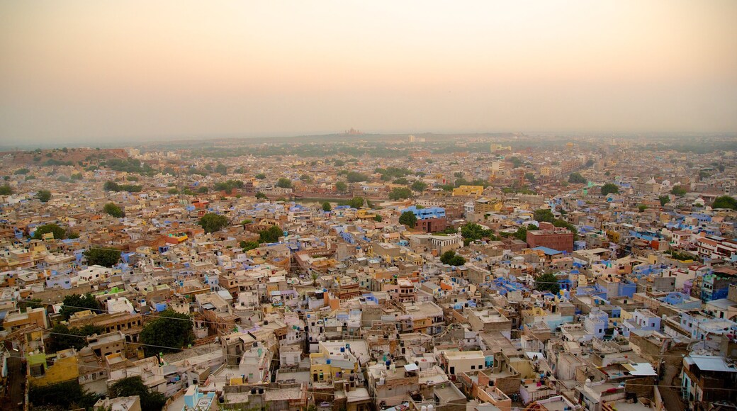 Jodhpur which includes a city and a sunset