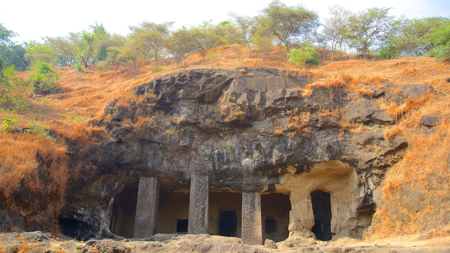 Elephanta Caves, Mumbai, India ofreciendo una ruina y escenas tranquilas