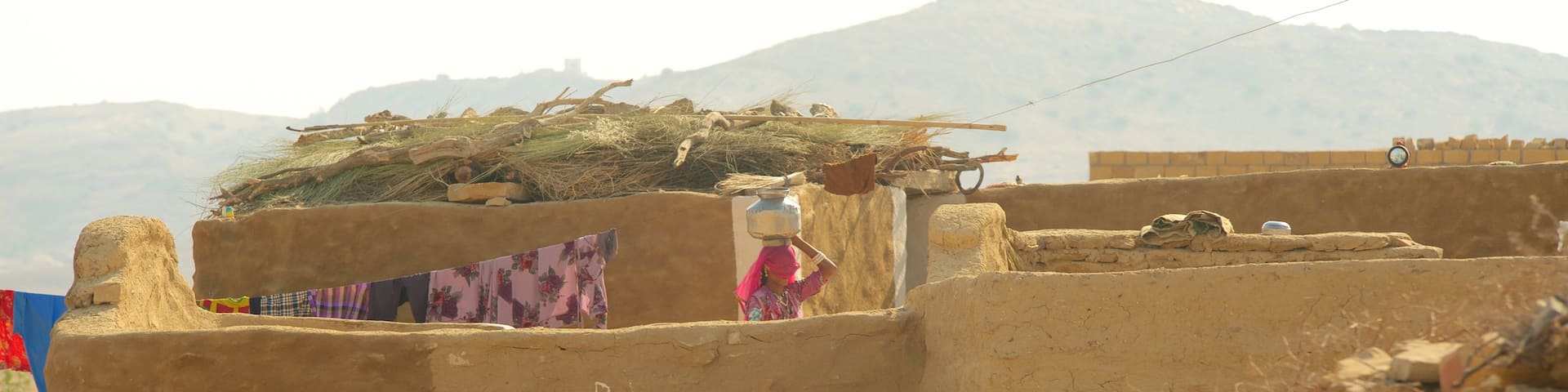 Desert National Park showing farmland and a small town or village