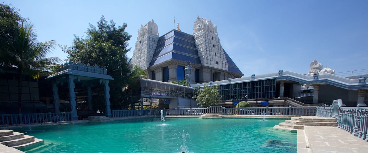 ISKCON Temple which includes a pool