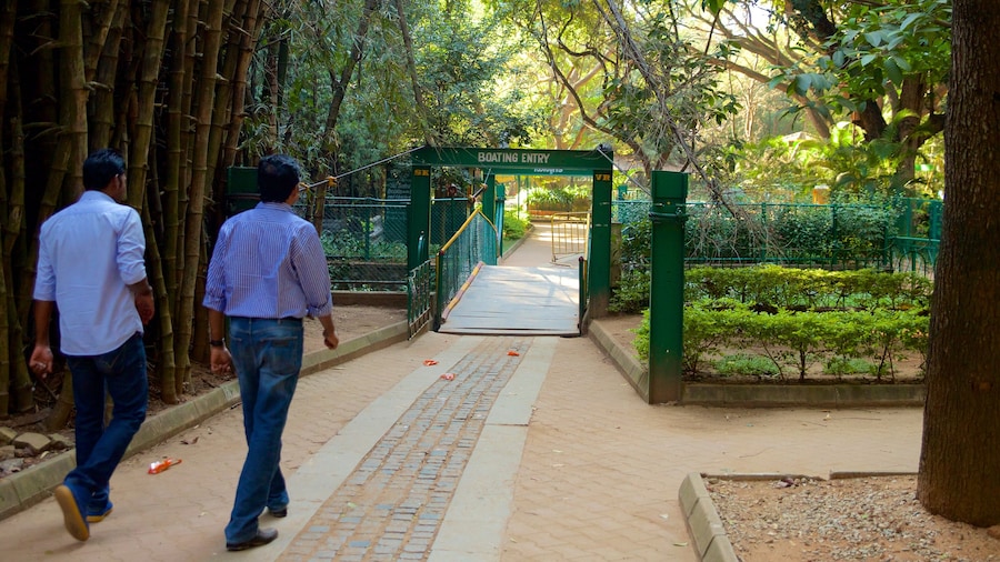 Cubbon Park welches beinhaltet Garten sowie kleine Menschengruppe