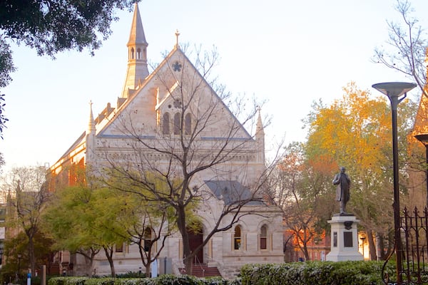 University of Adelaide which includes a church or cathedral, a statue or sculpture and heritage architecture