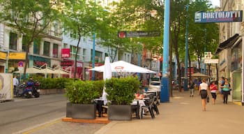 Mariahilfer Street caracterizando jantar ao ar livre, uma cidade e mercados