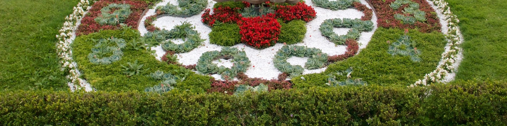 Wiener Stadtpark mit einem Park, Blumen und Beschilderung