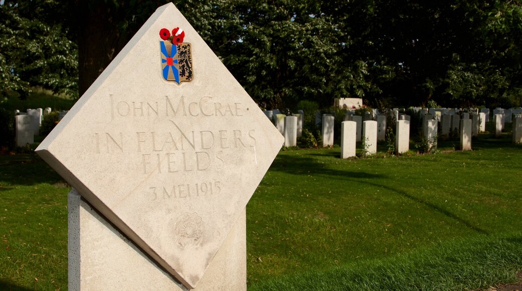 West Flanders which includes a cemetery and signage