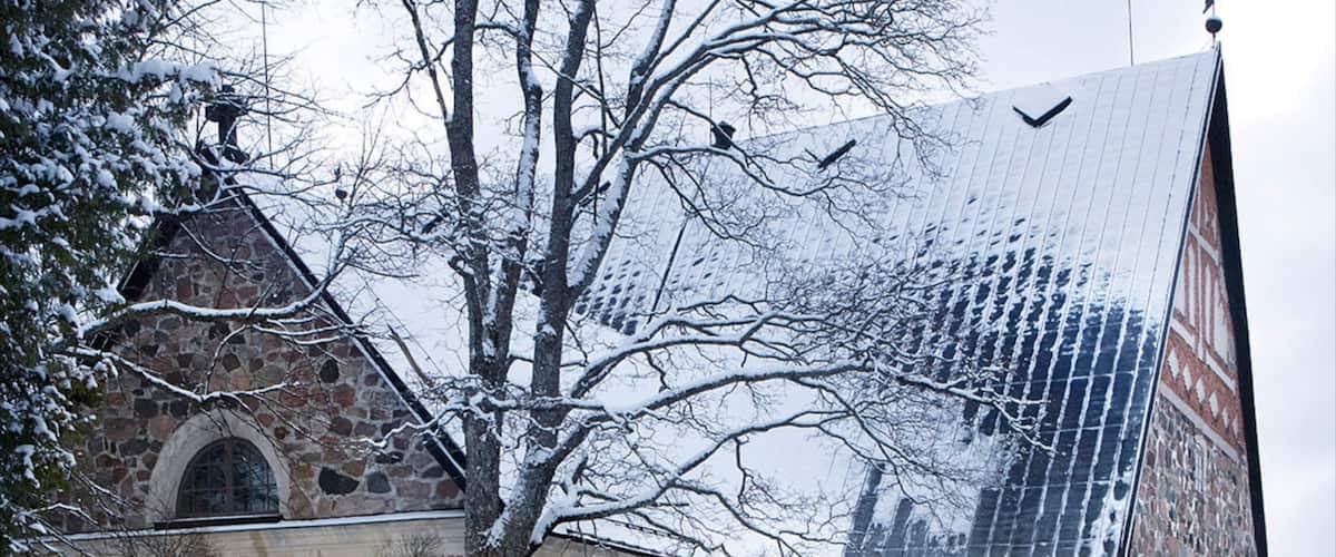 Espoo which includes heritage architecture and snow