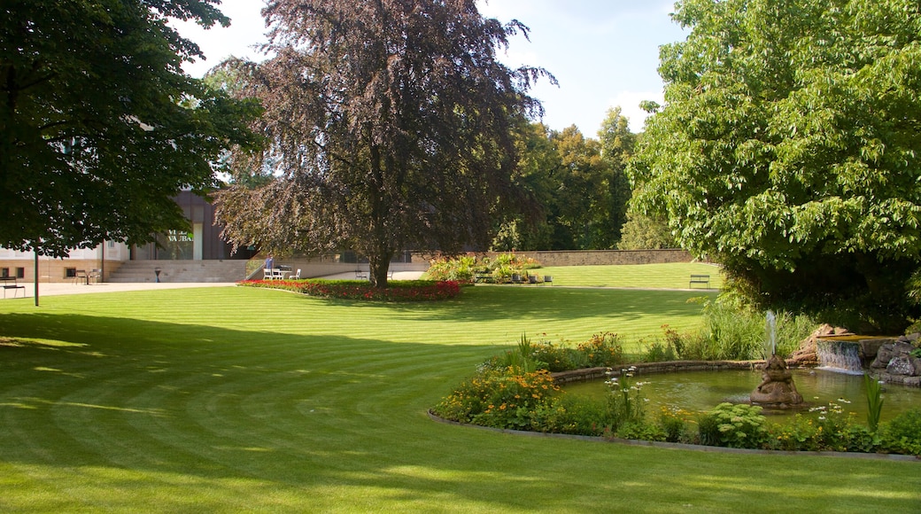 Luxembourg featuring a park and a fountain