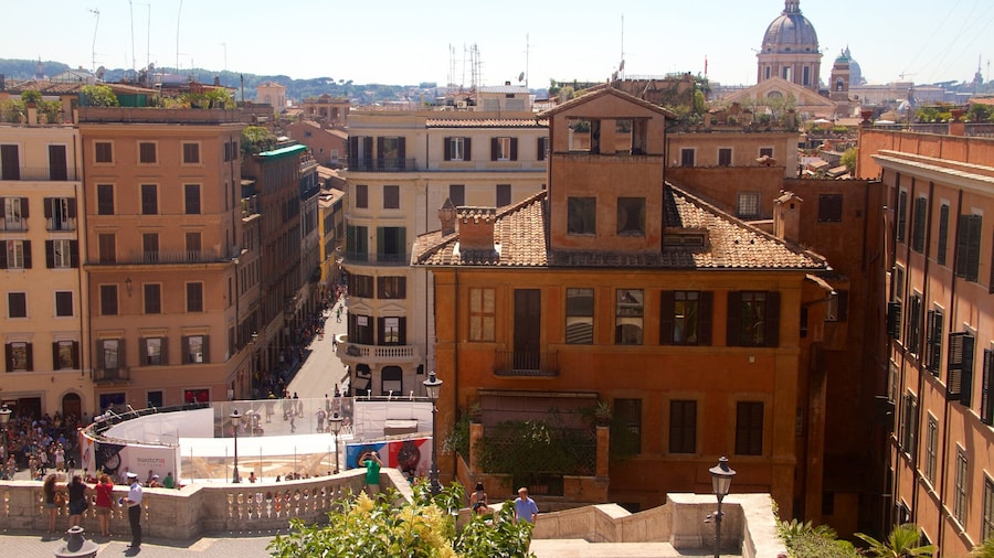 View of Piazza di Spagna with Spanish Steps and surrounding architecture in Rome.