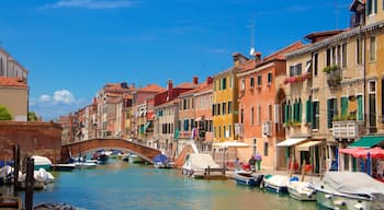 Venetian Ghetto showing boating, a coastal town and heritage architecture