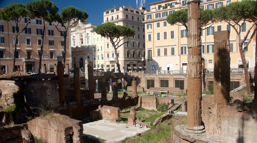 Área Sacra de Largo Argentina mostrando ruinas de edificios y elementos del patrimonio