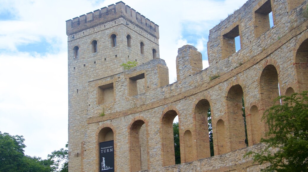 Potsdam que incluye un castillo, elementos patrimoniales y ruinas de un edificio