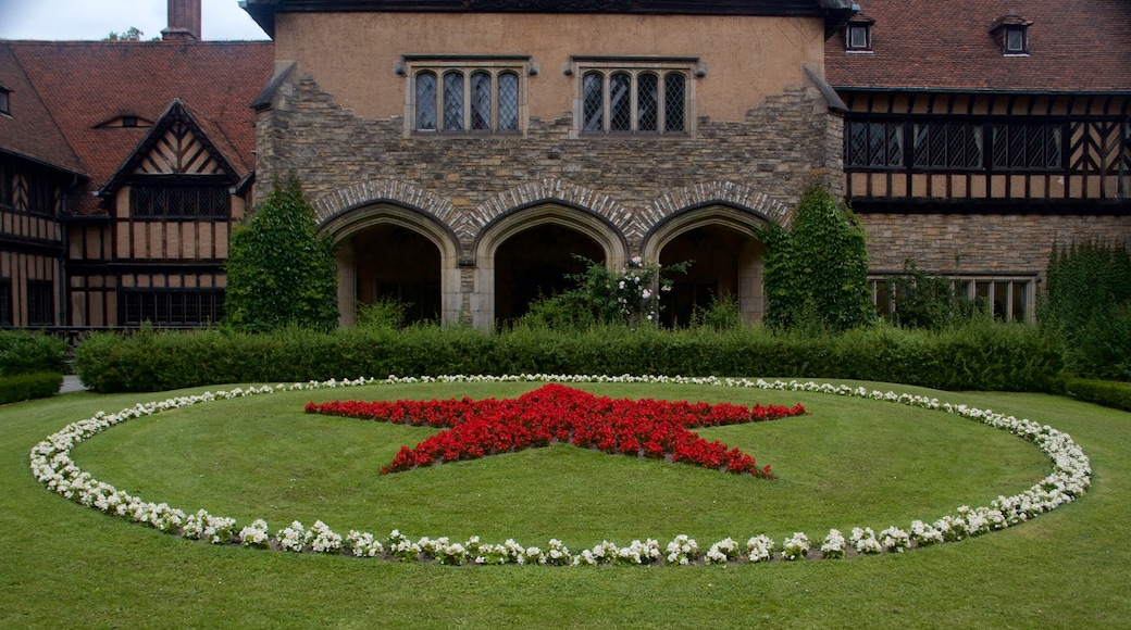 Schloss Cecilienhof joka esittää kukat ja puisto